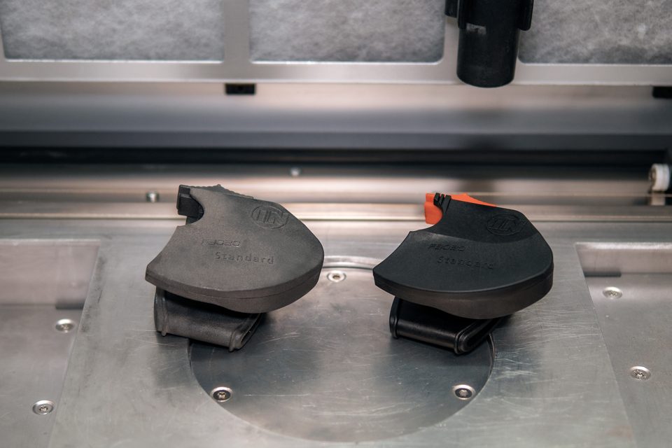 Printed SLS shear cover and final injection molded part